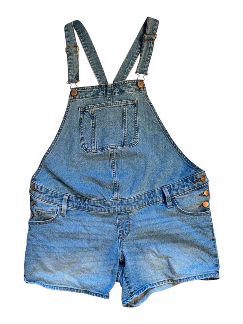 Isabel Maternity Bib Overalls Jean light adjustable Denim shortalls Shorts Sz 4 - Picture 2 of 6